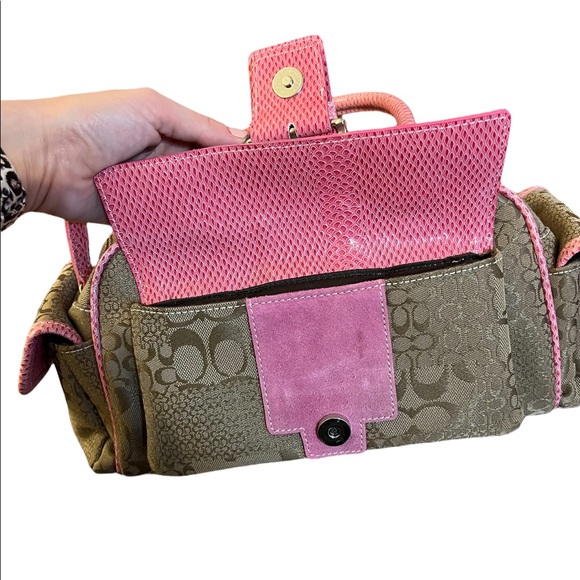 Vintage Coach Soho Buckle Carry All Satchel Pink Tan - Picture 5 of 15